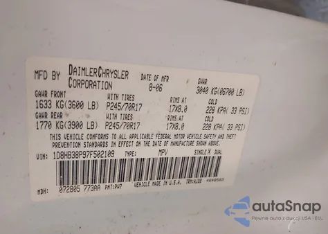 2007 Dodge Durango Sxt z USA, uszkodzony, nr VIN 1D8HB38P97F502109